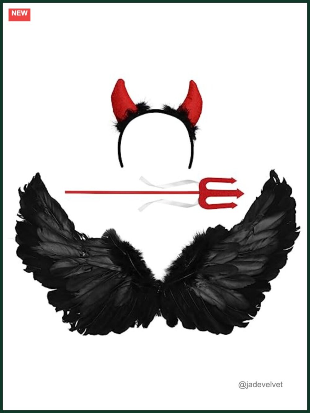 Devil Costume Accessory Set Wing Tail Horn Headband Bowtie Cosplay Halloween